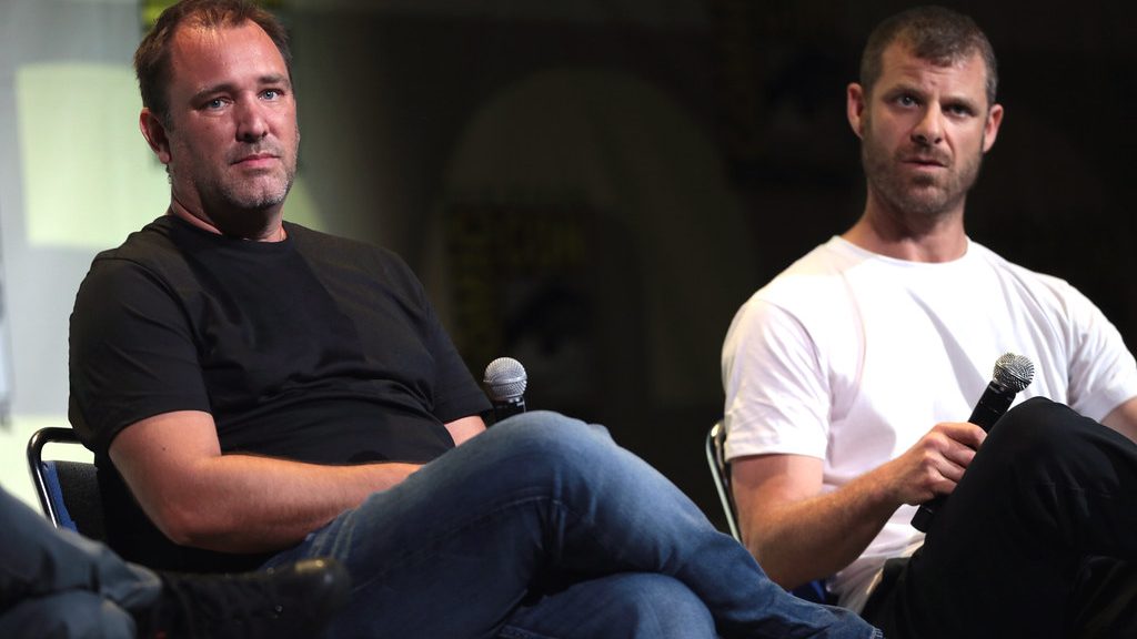 Trey Parker y Matt Stone en una conferencia.